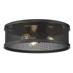 Channing 15 in. 3-Light Matte Black Flush Mount by Golden Lighting
