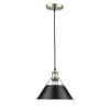 Orwell AB 1-Light Aged Brass Pendant with Black Shade by Golden Lighting -Golden Lighting Shop aged brass finish with black shade golden lighting pendant lights 3306 m ab blk 64 1000