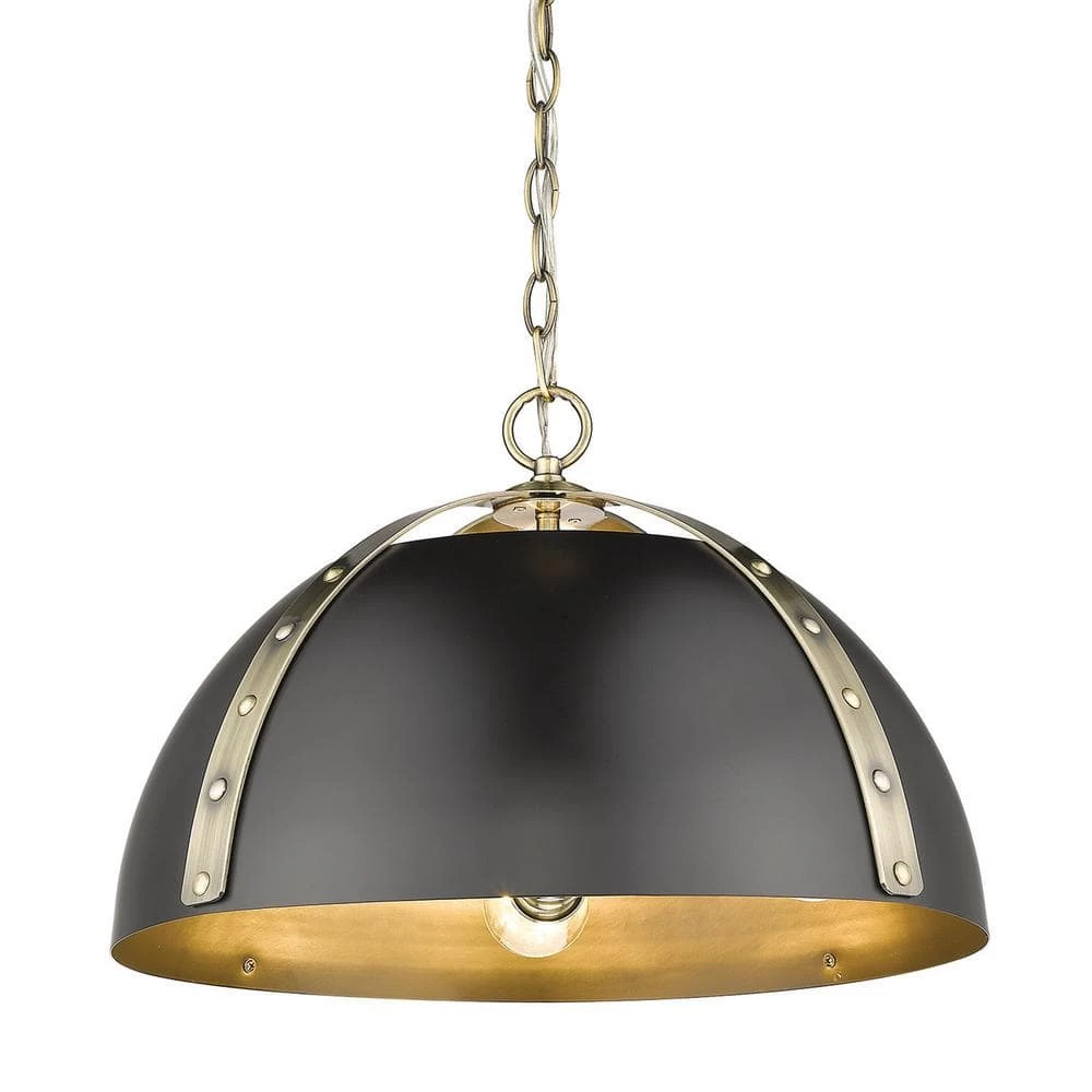 Aldrich 3-Light Pendant in Aged Brass by Golden Lighting 3 Aldrich 3-Light Pendant in Aged Brass by Golden Lighting