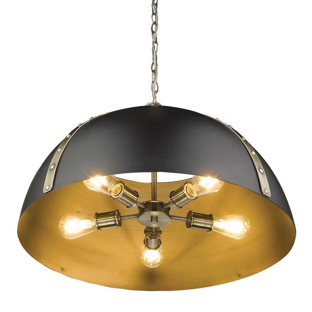 Aldrich AB 5-Light Pendant in Aged Brass by Golden Lighting 6 Aldrich AB 5-Light Pendant in Aged Brass by Golden Lighting - Image 4