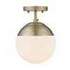 Dixon 10.5 in. 1-Light Aged Brass Semi-Flush Mount by Golden Lighting -Golden Lighting Shop aged brass golden lighting flush mount lights 3218 sf ab ab 64 1000