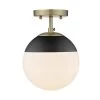 Dixon 10.5 in. 1-Light Aged Brass Semi-Flush Mount by Golden Lighting 1 Dixon 10.5 in. 1-Light Aged Brass Semi-Flush Mount by Golden Lighting -Golden Lighting Shop aged brass golden lighting flush mount lights 3218 sf ab blk 64 1000