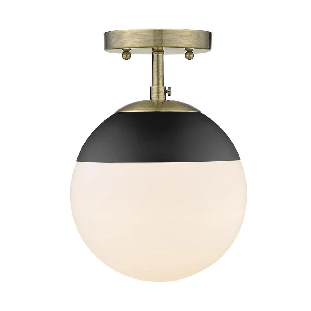 Dixon 10.5 in. 1-Light Aged Brass Semi-Flush Mount by Golden Lighting 3 Dixon 10.5 in. 1-Light Aged Brass Semi-Flush Mount by Golden Lighting
