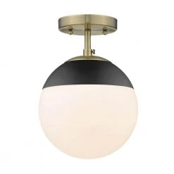 Dixon 10.5 in. 1-Light Aged Brass Semi-Flush Mount by Golden Lighting 6 Dixon 10.5 in. 1-Light Aged Brass Semi-Flush Mount by Golden Lighting -Golden Lighting Shop aged brass golden lighting flush mount lights 3218 sf ab blk c3 1000