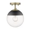 Dixon 10.5 in. 1-Light Aged Brass Semi-Flush Mount by Golden Lighting