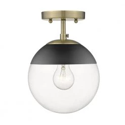 Dixon 10.5 in. 1-Light Aged Brass Semi-Flush Mount by Golden Lighting