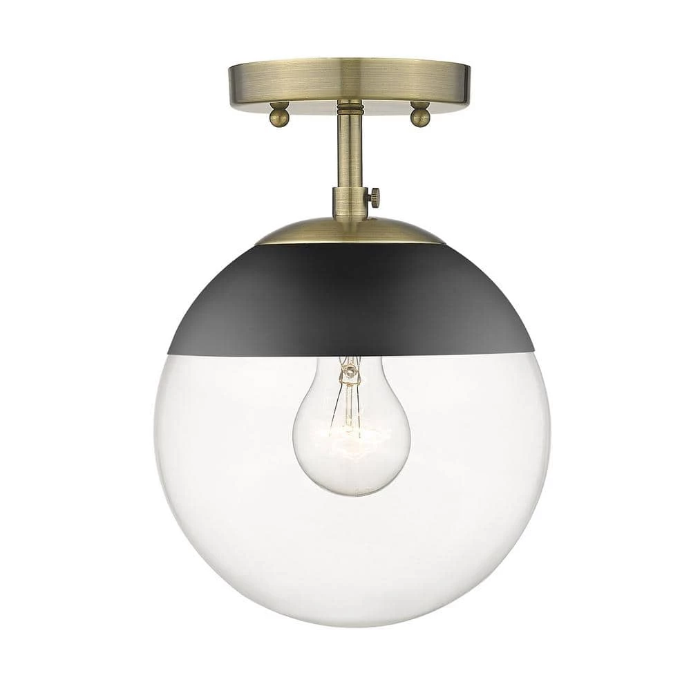 Dixon 10.5 in. 1-Light Aged Brass Semi-Flush Mount by Golden Lighting 3 Dixon 10.5 in. 1-Light Aged Brass Semi-Flush Mount by Golden Lighting