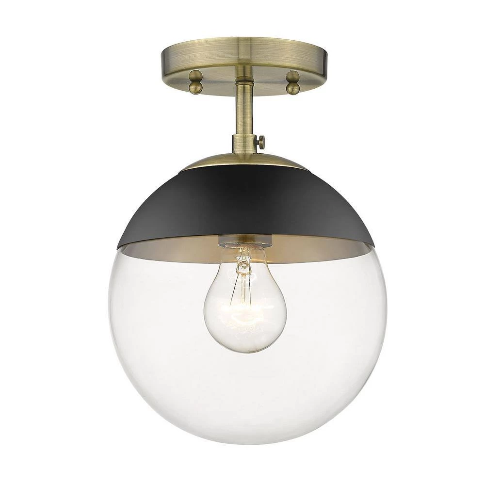 Dixon 10.5 in. 1-Light Aged Brass Semi-Flush Mount by Golden Lighting 4 Dixon 10.5 in. 1-Light Aged Brass Semi-Flush Mount by Golden Lighting - Image 2