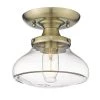 Nash 12 in. 1-Light Aged Brass Semi-Flush Mount by Golden Lighting -Golden Lighting Shop aged brass golden lighting flush mount lights 3419 sf ab clr 64 1000