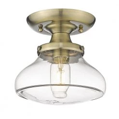 Nash 12 in. 1-Light Aged Brass Semi-Flush Mount by Golden Lighting