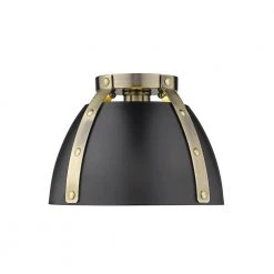 Aldrich 1-Light 10 in. Aged Brass Flush Mount by Golden Lighting