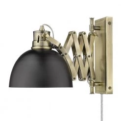 Hawthorn 10 in. Aged Brass Sconce by Golden Lighting 11 Hawthorn 10 in. Aged Brass Sconce by Golden Lighting -Golden Lighting Shop aged brass golden lighting vanity lighting 3824 a1w ab blk 1f 1000