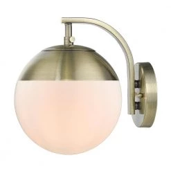 Dixon 1-Light Aged Brass with Opal Glass and Aged Brass Cap Sconce by Golden Lighting -Golden Lighting Shop aged brass with aged brass shade and opal glass golden lighting vanity lighting 3218 1w ab ab c3 1000
