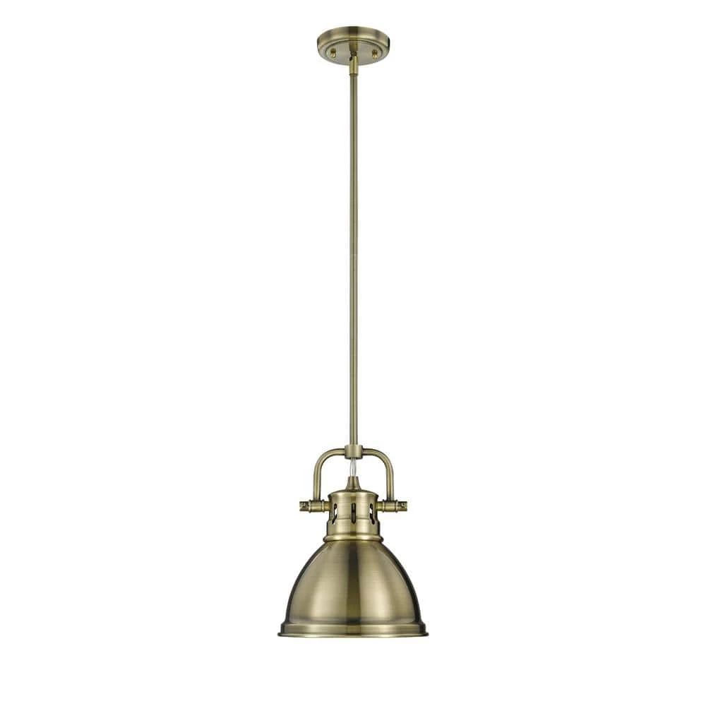 Duncan AB 1-Light Aged Brass Pendant with Aged Brass Shade by Golden Lighting 3 Duncan AB 1-Light Aged Brass Pendant with Aged Brass Shade by Golden Lighting