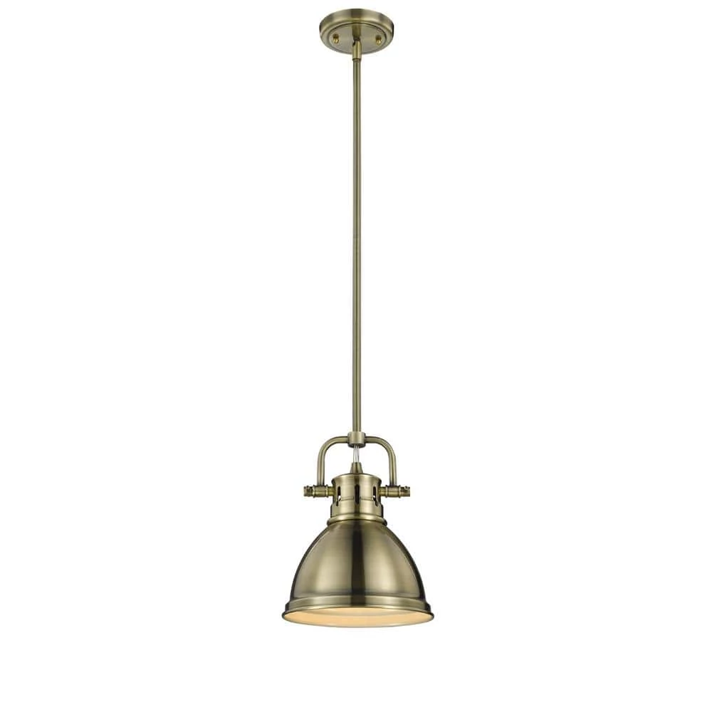 Duncan AB 1-Light Aged Brass Pendant with Aged Brass Shade by Golden Lighting 4 Duncan AB 1-Light Aged Brass Pendant with Aged Brass Shade by Golden Lighting - Image 2