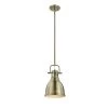 Duncan AB 1-Light Aged Brass Pendant with Aged Brass Shade by Golden Lighting -Golden Lighting Shop aged brass with aged brass shade golden lighting pendant lights 3604 s ab ab 64 1000