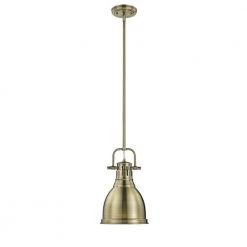 Duncan AB 1-Light Aged Brass Pendant with Aged Brass Shade by Golden Lighting -Golden Lighting Shop aged brass with aged brass shade golden lighting pendant lights 3604 s ab ab c3 1000