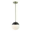 Dixon 1-Light Aged Brass with Opal Glass and Black Cap Mini Pendant by Golden Lighting