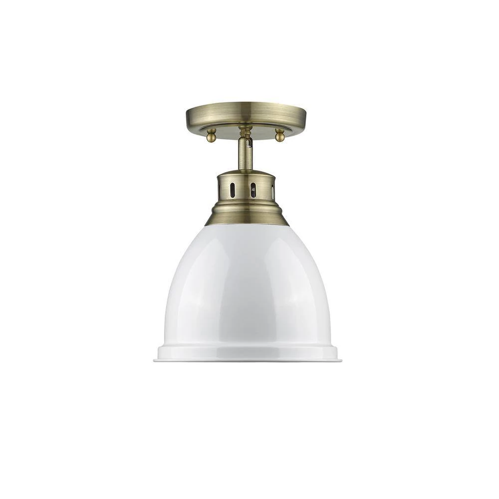 Duncan AB 1-Light Aged Brass Flush Mount Light by Golden Lighting 4 Duncan AB 1-Light Aged Brass Flush Mount Light by Golden Lighting - Image 2