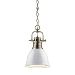 Duncan Collection 1-Light Aged Brass Mini Pendant by Golden Lighting -Golden Lighting Shop aged brass with gloss white shade golden lighting pendant lights 602smpabwh 31 1000