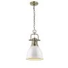 Duncan Collection 1-Light Aged Brass Mini Pendant by Golden Lighting 1 Duncan Collection 1-Light Aged Brass Mini Pendant by Golden Lighting -Golden Lighting Shop aged brass with gloss white shade golden lighting pendant lights 602smpabwh 64 1000