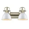 Duncan 16.5 in. 2-Light Aged Brass Vanity Light with White Shades by Golden Lighting 1 Duncan 16.5 in. 2-Light Aged Brass Vanity Light with White Shades by Golden Lighting -Golden Lighting Shop aged brass with gloss white shade golden lighting vanity lighting 3602 ba2 ab wh 64 1000