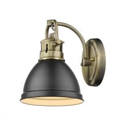 Duncan Collection Aged Brass 1-Light Bath Sconce Light with Matte Black Shade by Golden Lighting -Golden Lighting Shop aged brass with matte black shade golden lighting vanity lighting 3602 ba1 ab blk c3 1000