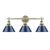 Orwell AB 3-Light Aged Brass Bath Light with Navy Blue Shade by Golden Lighting 2 Orwell AB 3-Light Aged Brass Bath Light with Navy Blue Shade by Golden Lighting -Golden Lighting Shop aged brass with navy shade golden lighting vanity lighting 3306 ba3 ab nvy 64 1000