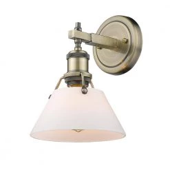 Orwell AB 1-Light Aged Brass Bath Light with Opal Glass Shade by Golden Lighting -Golden Lighting Shop aged brass with opal shade golden lighting vanity lighting 3306 ba1 ab op c3 1000