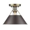 Orwell AB 1-Light Aged Brass Flush Mount Light by Golden Lighting