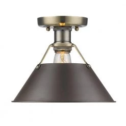 Orwell AB 1-Light Aged Brass Flush Mount Light by Golden Lighting