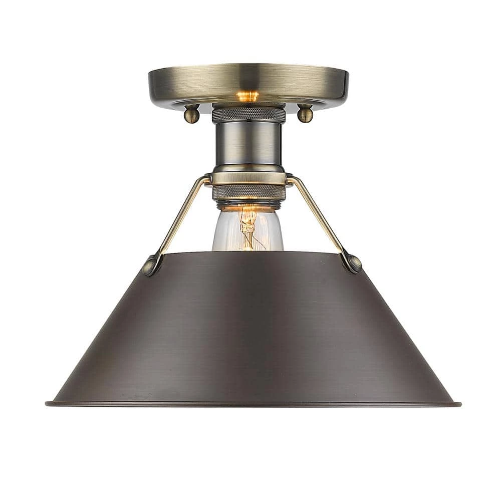Orwell AB 1-Light Aged Brass Flush Mount Light by Golden Lighting 3 Orwell AB 1-Light Aged Brass Flush Mount Light by Golden Lighting