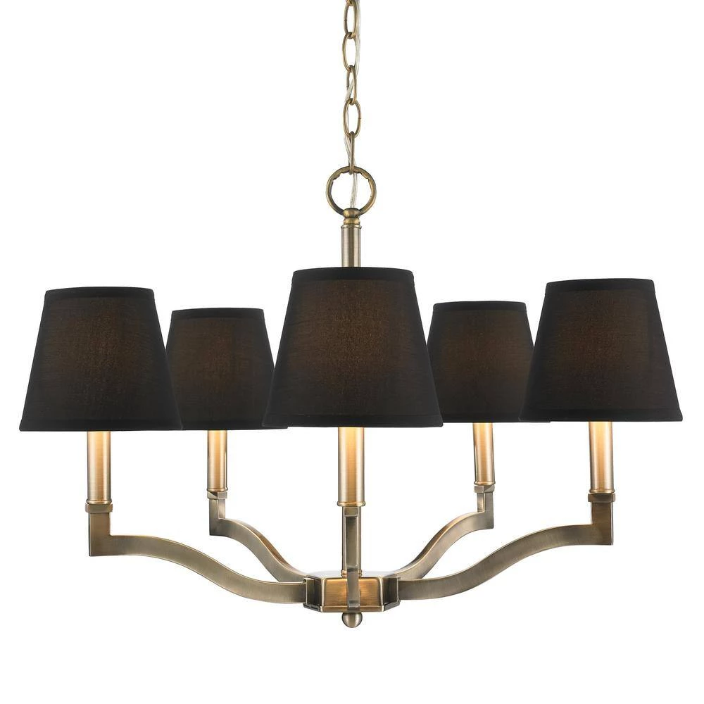 Kiley Collection 5-Light Aged Brass Chandelier by Golden Lighting 4 Kiley Collection 5-Light Aged Brass Chandelier by Golden Lighting - Image 2