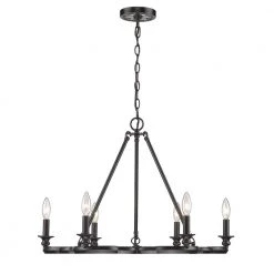 Saxon 6-Light Aged Bronze Chandelier by Golden Lighting