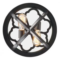 Saxon 2-Light Aged Bronze Flush Mount Light by Golden Lighting -Golden Lighting Shop aged bronze golden lighting flush mount lights 5926 fm abz 4f 1000