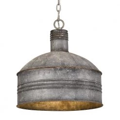 Shiloh 1-Light Aged Galvanized Steel Pendant with Galvanized Steel Shade by Golden Lighting -Golden Lighting Shop aged galvanized steel golden lighting chandeliers 0889 l agv gv 4f 1000