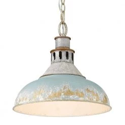Kinsley 1-Light Aged Galvanize Steel Standard Pendant by Golden Lighting 8 Kinsley 1-Light Aged Galvanize Steel Standard Pendant by Golden Lighting -Golden Lighting Shop aged galvanized steel with antique teal golden lighting chandeliers 0865 l agv teal 4f 1000