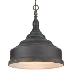 Keating 3- Light Antique Black Iron Pendant Light by Golden Lighting