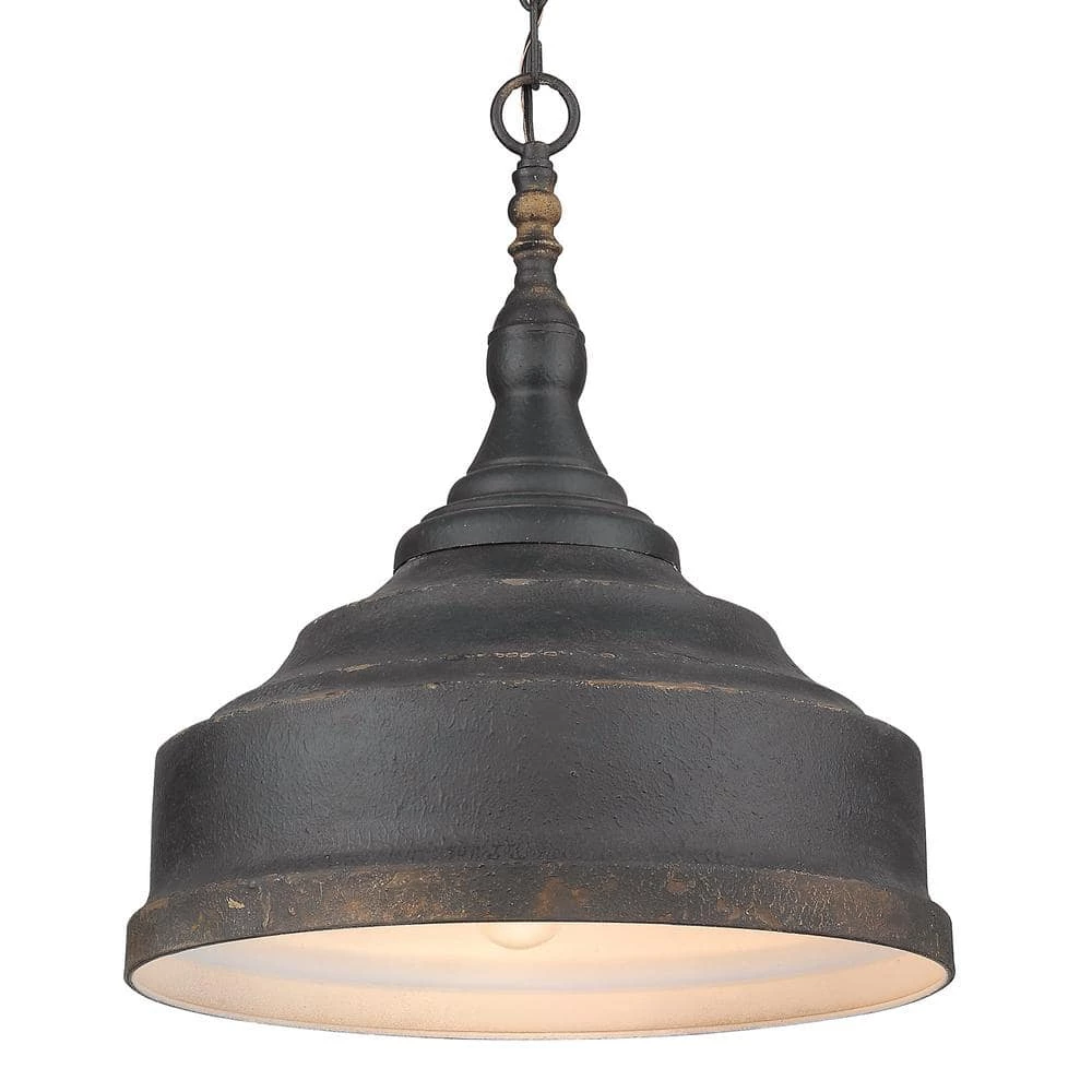 Keating 3- Light Antique Black Iron Pendant Light by Golden Lighting 3 Keating 3- Light Antique Black Iron Pendant Light by Golden Lighting