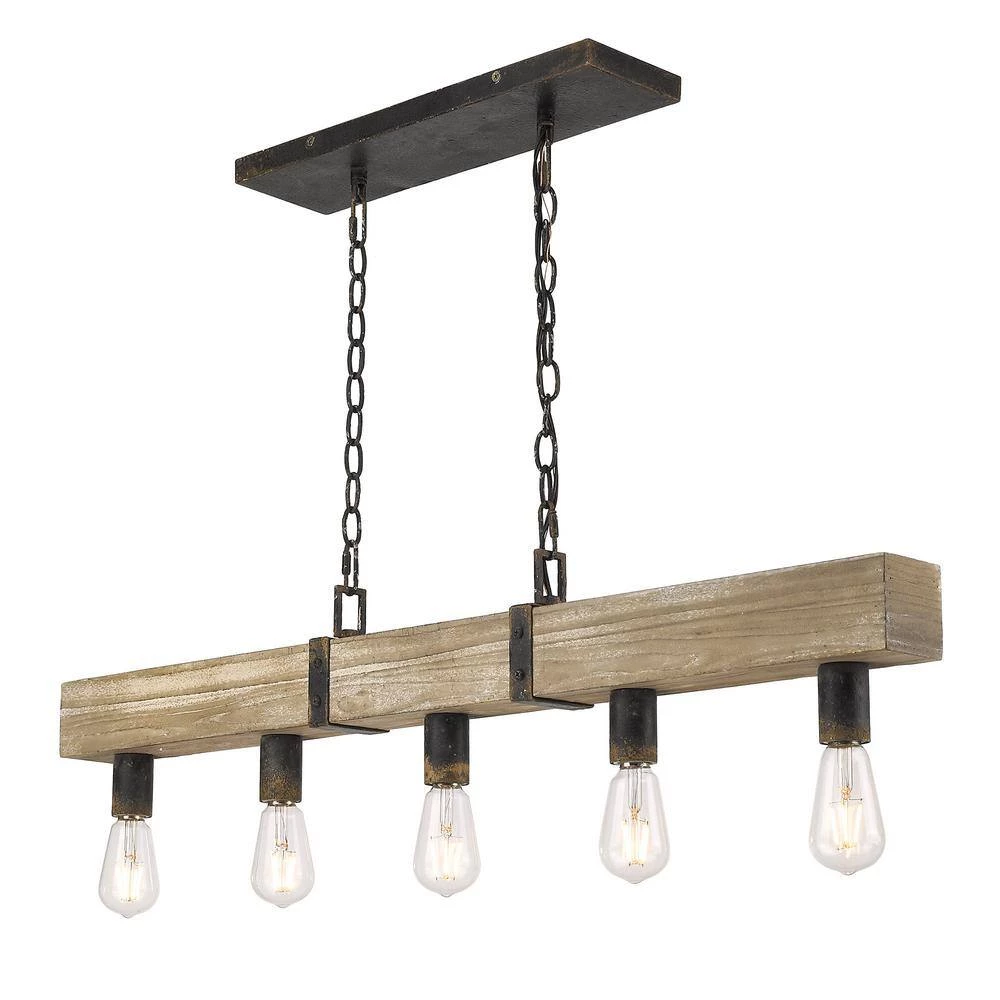 Garrett 5-Light Antique Black Iron Pendant by Golden Lighting 7 Garrett 5-Light Antique Black Iron Pendant by Golden Lighting - Image 5
