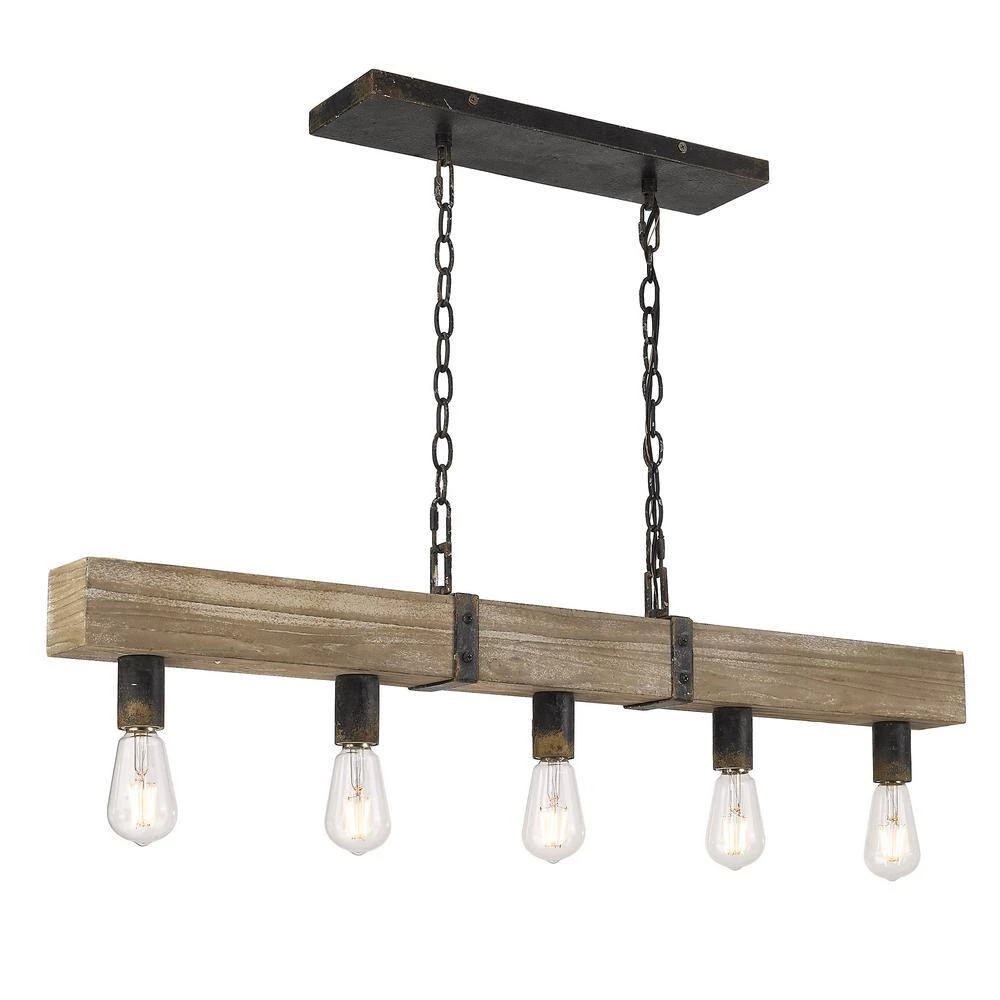 Garrett 5-Light Antique Black Iron Pendant by Golden Lighting 6 Garrett 5-Light Antique Black Iron Pendant by Golden Lighting - Image 4