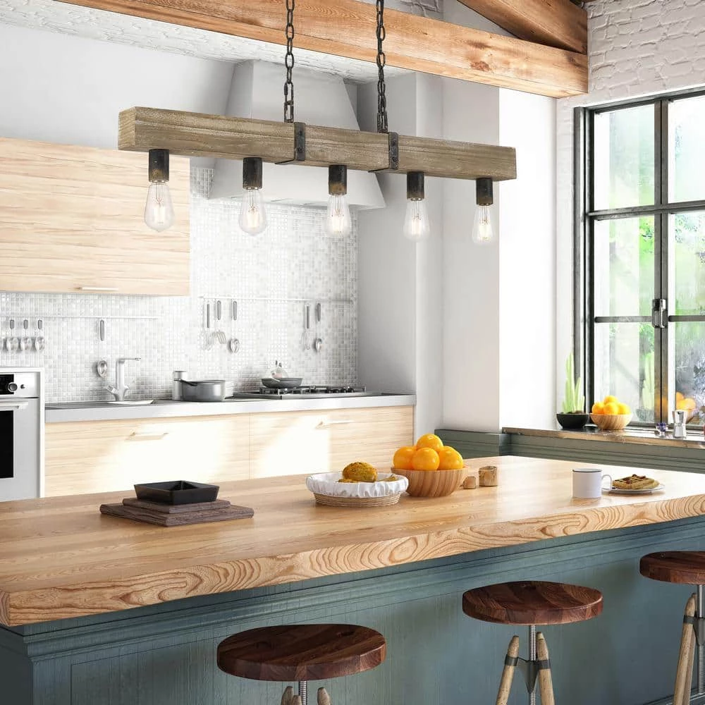 Garrett 5-Light Antique Black Iron Pendant by Golden Lighting 4 Garrett 5-Light Antique Black Iron Pendant by Golden Lighting - Image 2