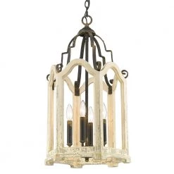 Octavia 4-Light Antique Black Iron Pendant by Golden Lighting