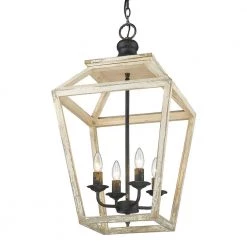 Haiden 4-Light Antique Black Iron Pendant by Golden Lighting