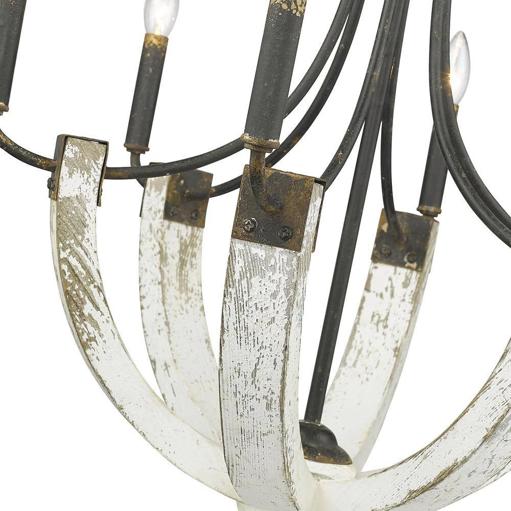 Elwood 6-Light Antique Black Iron Chandelier by Golden Lighting 6 Elwood 6-Light Antique Black Iron Chandelier by Golden Lighting - Image 4