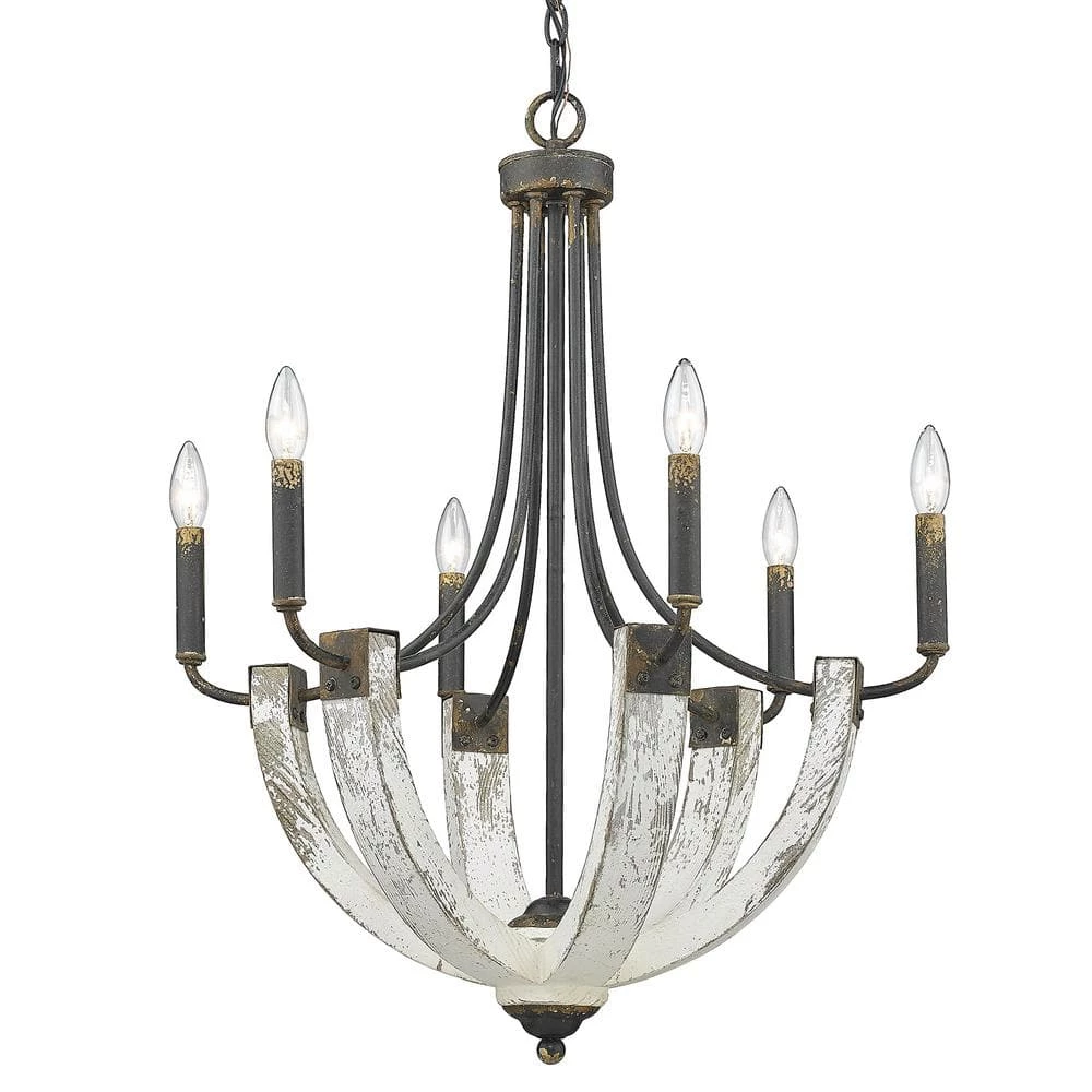 Elwood 6-Light Antique Black Iron Chandelier by Golden Lighting 3 Elwood 6-Light Antique Black Iron Chandelier by Golden Lighting