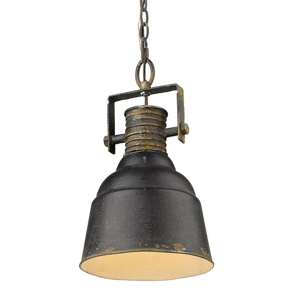 Quarry 1-Light Antique Black Iron Standard Pendant by Golden Lighting 6 Quarry 1-Light Antique Black Iron Standard Pendant by Golden Lighting - Image 4
