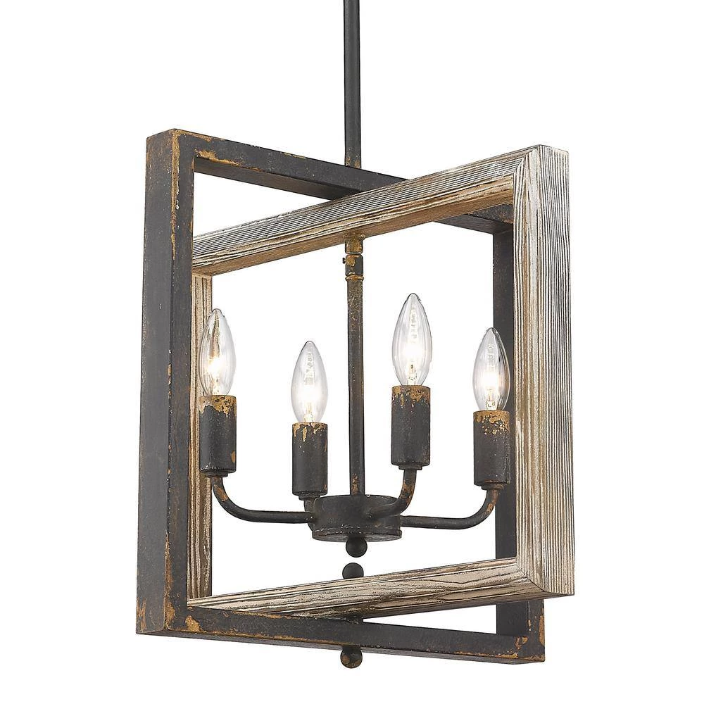 Harvey 4-Light Antique Black Iron Pendant by Golden Lighting 7 Harvey 4-Light Antique Black Iron Pendant by Golden Lighting - Image 5