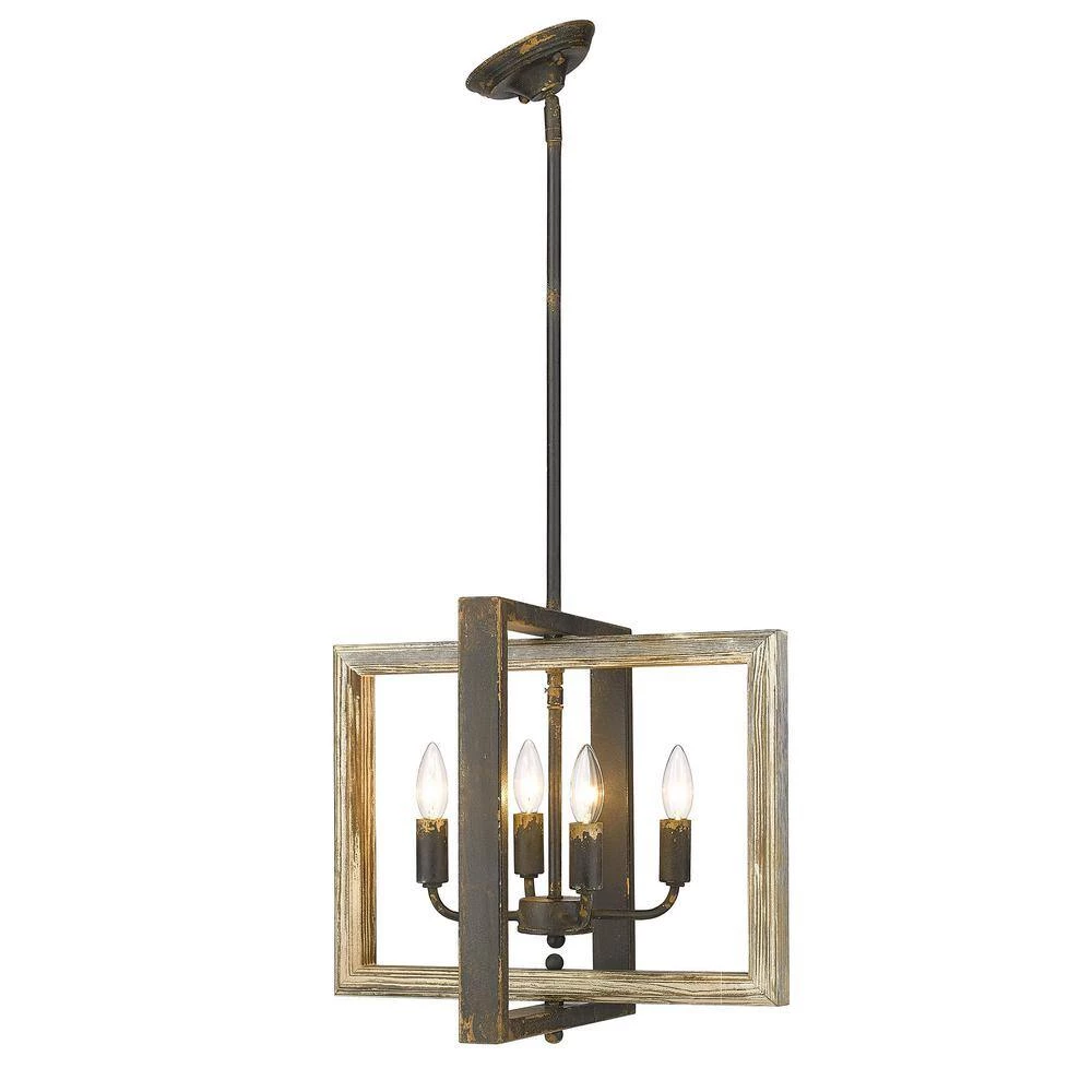 Harvey 4-Light Antique Black Iron Pendant by Golden Lighting 6 Harvey 4-Light Antique Black Iron Pendant by Golden Lighting - Image 4