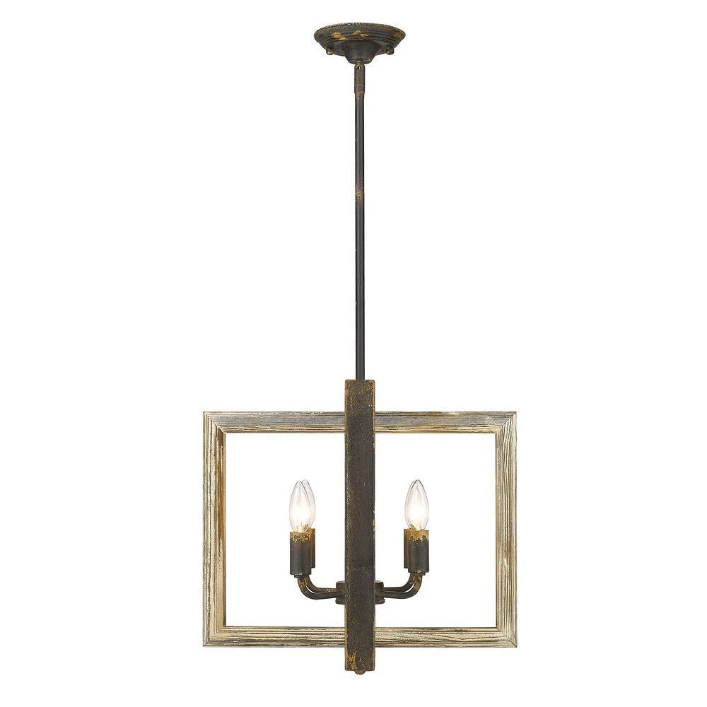 Harvey 4-Light Antique Black Iron Pendant by Golden Lighting 5 Harvey 4-Light Antique Black Iron Pendant by Golden Lighting - Image 3